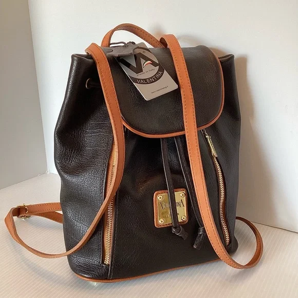 Valentina Drawstring Convertible Backpack in Deep Brown Leather #4408 NWT $248 - Picture 2 of 5